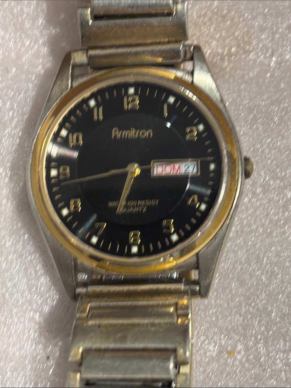 Armitron Men's Two-Tone Silver and Gold Watch with Black Dial
